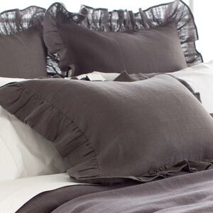 Pine Cone Hill | Stone  Washed Linen Shale
Ruffled Sham | Set off 2 / Euro Size